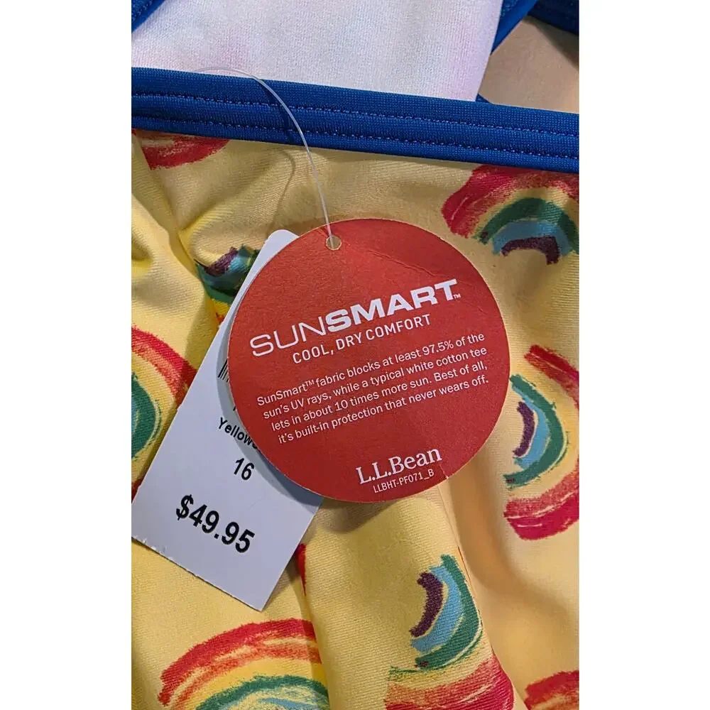 LL Bean Girls Size 16 Tankini Top‎ Rainbows NWT